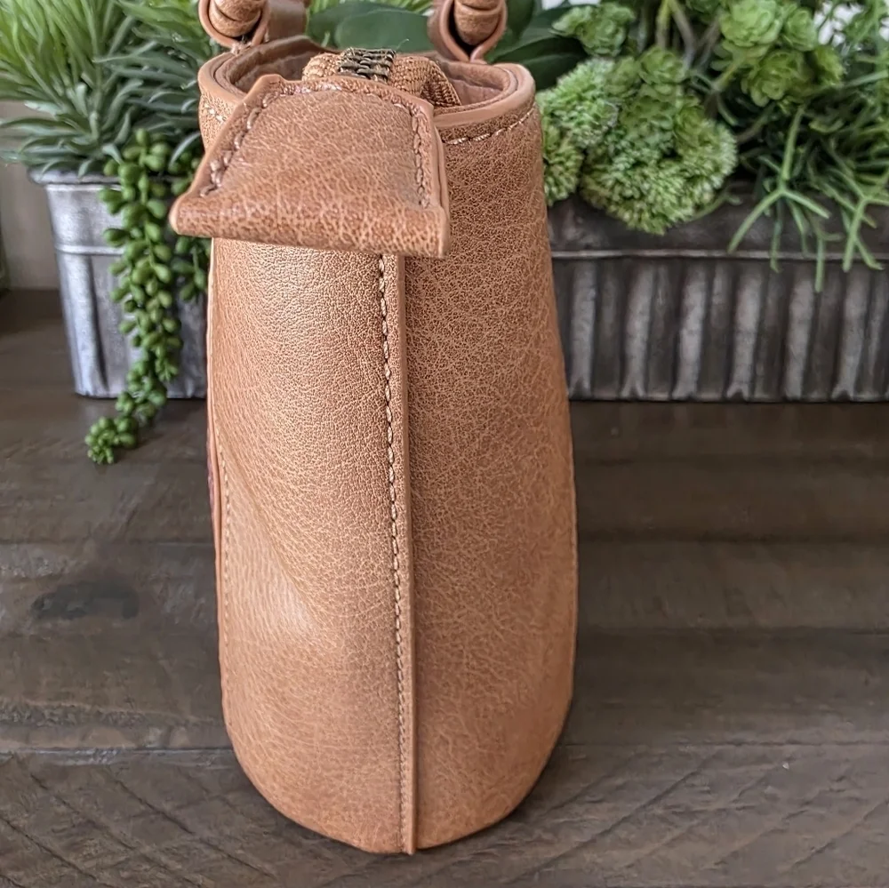 Anthropologie Tobacco Mini Bag With Textured Detailing-Crossbody Strap
